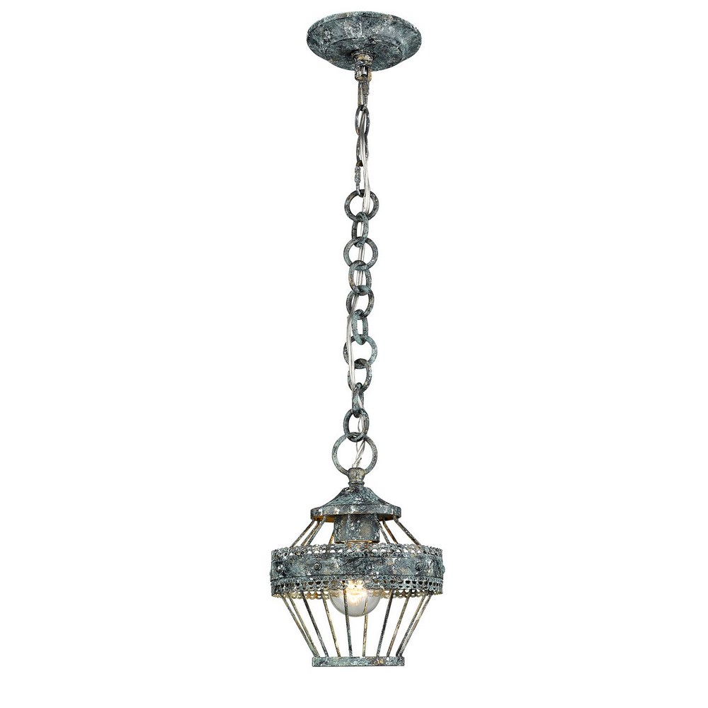 Golden Lighting-7856-M1L VP-Ferris - 1 Light Mini-Pendant Blue Verde Patina  Blue Verde Patina Finish